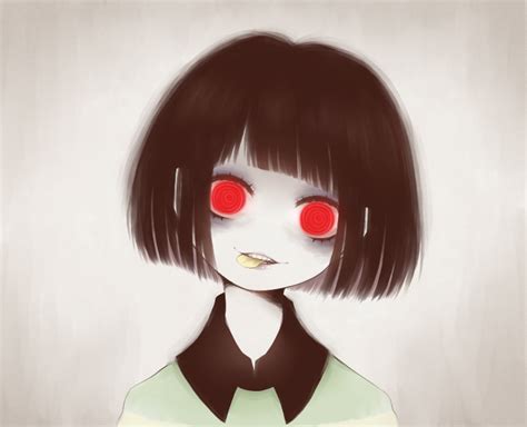 safebooru androgynous brown hair chara undertale collared shirt crazy eyes eleanor flower in