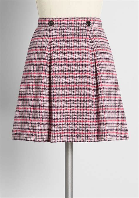 Skirts Womens Modcloth Treat Me Sweet Pleated Mini Skirt Pink Plaid