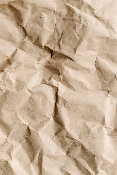 Crumpled Craft Paper Texture Folds On Rough Texture Paper Stock Photo