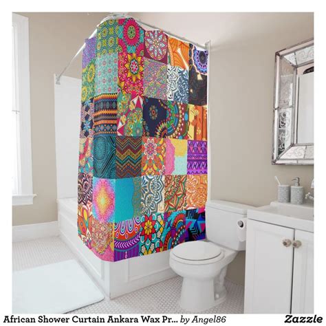 African Shower Curtain Ankara Wax Print Patchwork