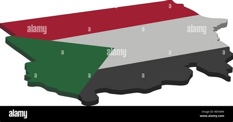 bandera y mapa de sudán silueta de color 3d mapa de sudán ilustración vectorial imagen vector