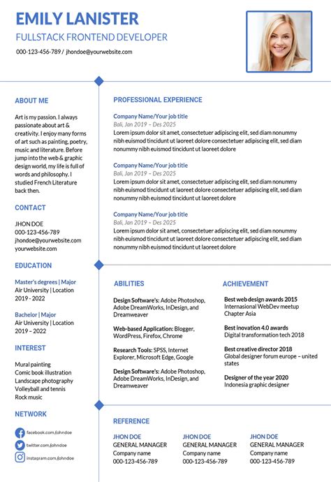 Clean Word Resume Template Download Professional Design Word Format
