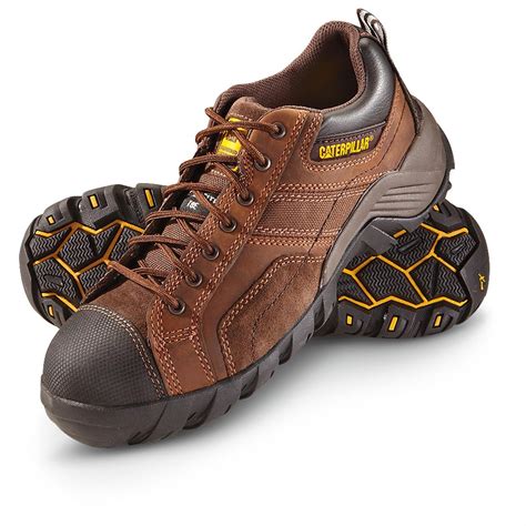 Mens Cat Argon Composite Toe Oxford Work Shoes Dark Brown 236323