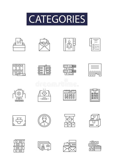 Categories Line Vector Icons And Signs Grouping Labeling Ranking