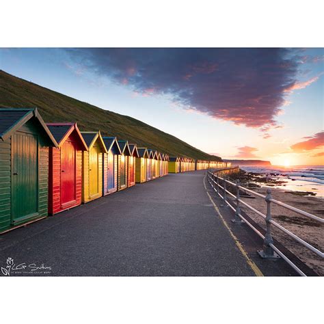 Whitby Beach Huts At Sunset Mounted Photo Print A3 And A4