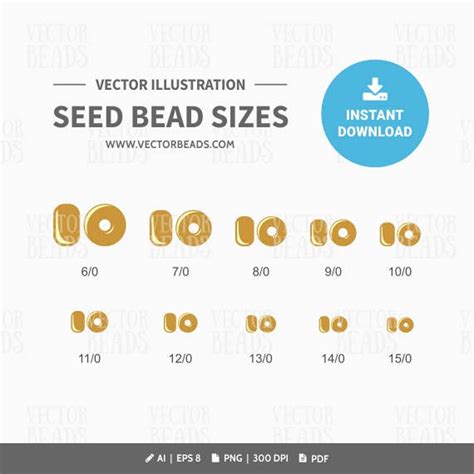 Clip Art Set Of Round Seed Beads Preciosa Seed Bead Sizes Etsy Png