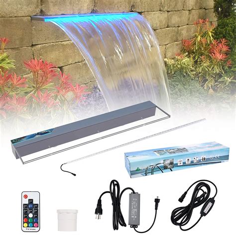 Pondo Lighted Waterfall Pool Fountain 36 With Led 7 Color Changing And