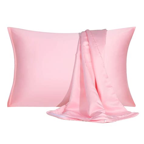 Satin Pillowcase With Zipper King Size Set Of 2 Silky Sateen Pillow