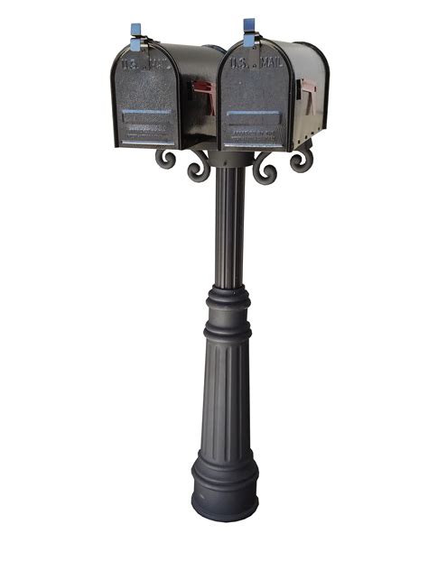 Bam Premier Dual Mailbox Package Wpedestal Scroll And Avenel Base