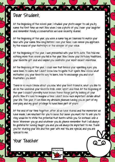 End Of Year Letter From Your Teacher Editable Letter To Students