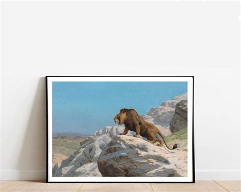 Lion On The Watch By Jean Leon Gerome Famous Artwork Fine Etsy