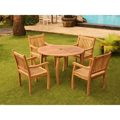 Tortuga Outdoor Jakarta 5 Piece Teak Outdoor Dining Set Tk 5pc D The