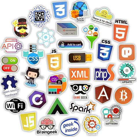 Buy 100 Pcs Internet Programming Language Stickers Java Html Logo Funny
