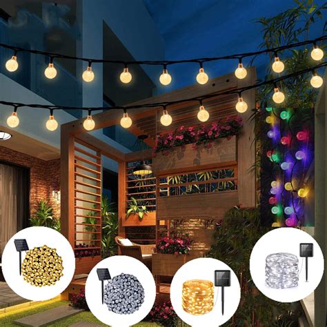 Solar Outdoor String Lights With 15pcs Shatterproof Bulbsusb