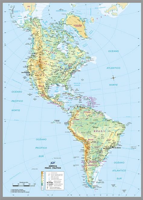Mapa Mural Fisico Politico De America Mts Continente Americano R Ramirez Y
