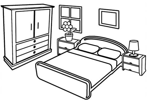 Dormitorio Básico para colorear imprimir e dibujar Dibujos Colorear Com