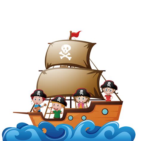 Piracy Child Ship Illustration - Vector Pirate Ship png ...