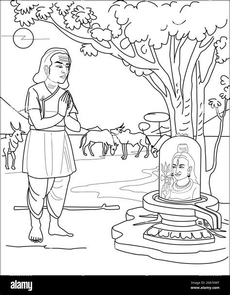 Worshiping Lord Shiva Vector Line Art Stock Vector Image And Art Alamy