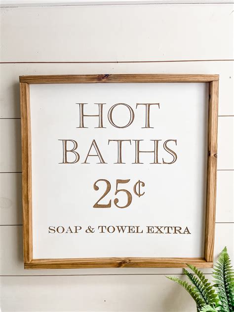 hot baths 25 cents farmhouse sign etsy uk