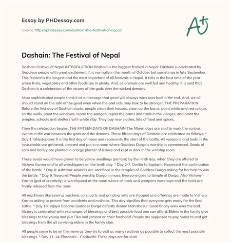 Dashain The Festival Of Nepal Essay Example