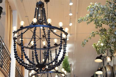 Black Iron Beaded Chandelier With Chain And Canopy Beaded Chandelier