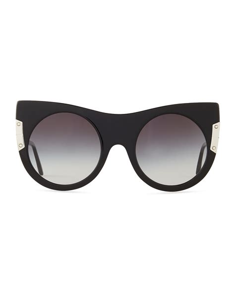 Stella Mccartney Round Sunglasses With Peaked Temples Black