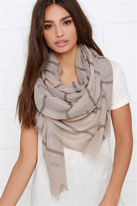Lovely Taupe Scarf Striped Scarf Lightweight Scarf 1900 Lulus