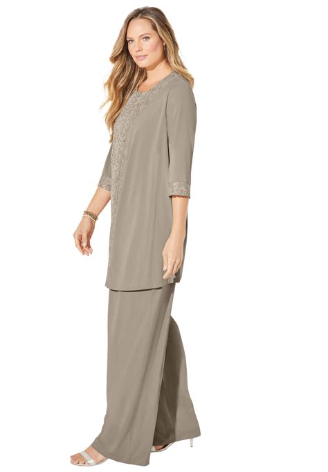 Catherines Womens Plus Size 3 Piece Lace Gala Pant Suit Ebay