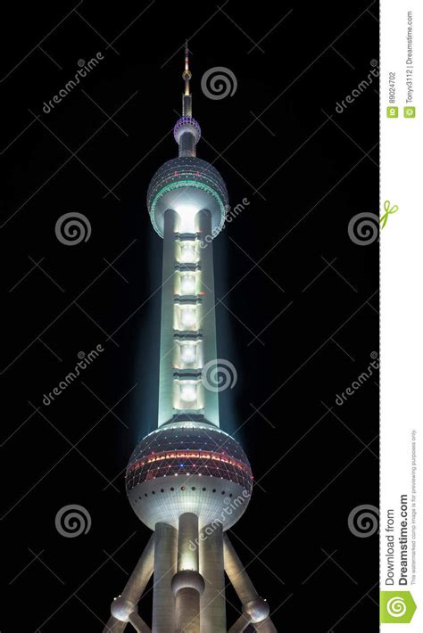 Oriental Pearl Tower At Night Shanghai China Editorial
