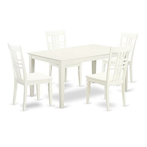 East West Furniture 5 Piece Dining Set With Solid Top Table And 4 Wood