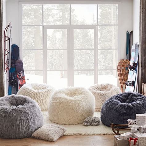 The product is an example of an anatomic chair, as the shape of the object is set by the user. Winter Fox Faux-Fur Bean Bag Chair | Pottery Barn Teen