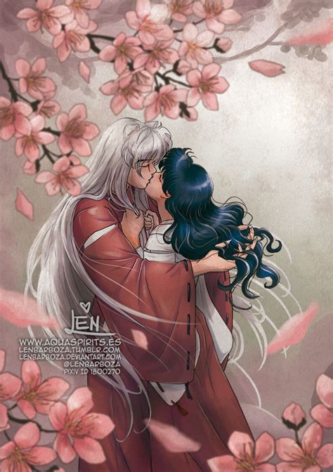 Kiss The Flower Inuyasha And Kagomes Romantic Kiss By The Cherry Blossom Tree Kagome And