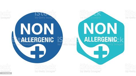 Non Allergenic Stamp In Hexagonal And Circular Stock Illustration