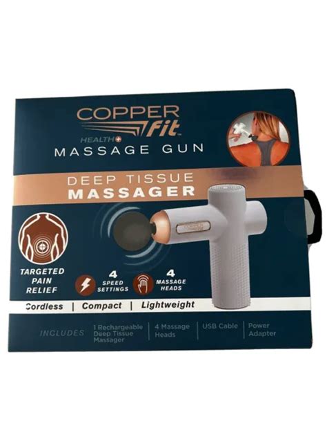 Copper Fit Percussion Massage Gun W 4 Attachments Cordless Rechargeable 2640 Picclick