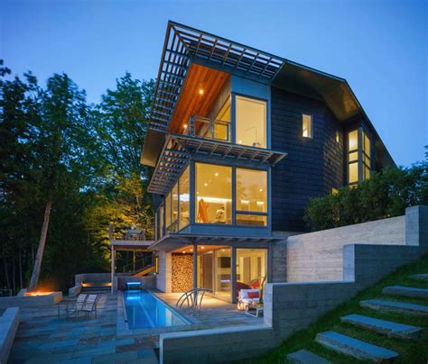 Striking Contemporary Home Perched On A Cliff Overlooking Lake Champlain