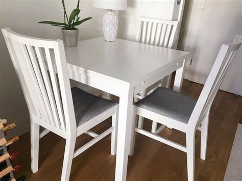 Our dining furniture options have you covered, no matter the size and layout of your room or how many people you need to seat. IKEA EKEDALEN Extendable White Table + 3 Dining Chairs ...