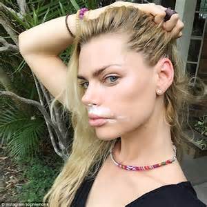 Sophie Monk Rocks A White Moustache Using Nair Hair Removal Cream