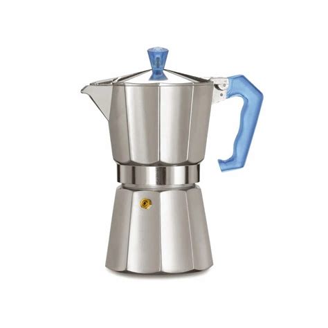 Pezzetti Italexpress Aluminium Moka Pot 6 Cup Teal Blue Polycarbonate