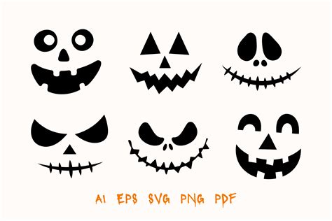 Pumpkin Faces Halloween Scary Cliparts Graphic By