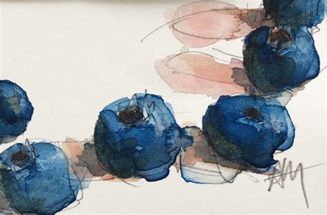 Blueberries Watercolor Painting By Angela Moulton ACEO Art EBay