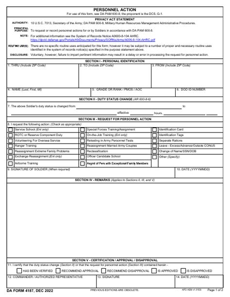 Da Form 4187 Fill Out Sign Online And Download Fillable Pdf