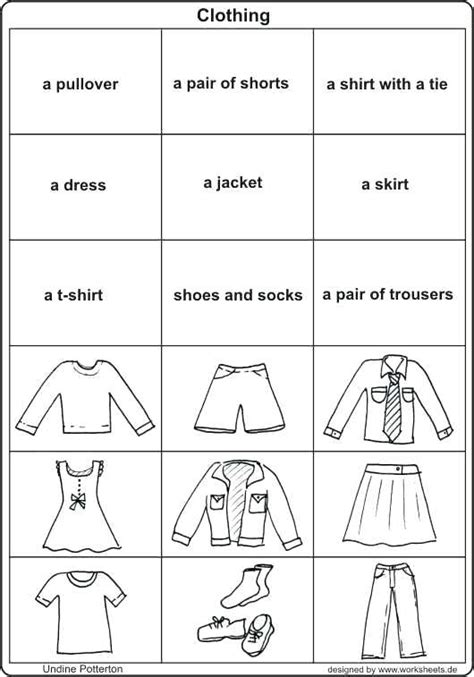 Clothes Worksheets Clothes Show And Text Clothes Worksheets For Free