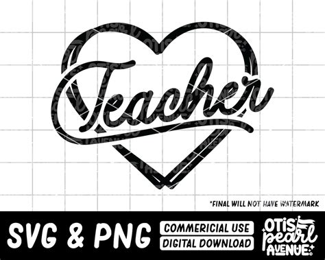 Teacher Heart Svg Png Etsy Uk