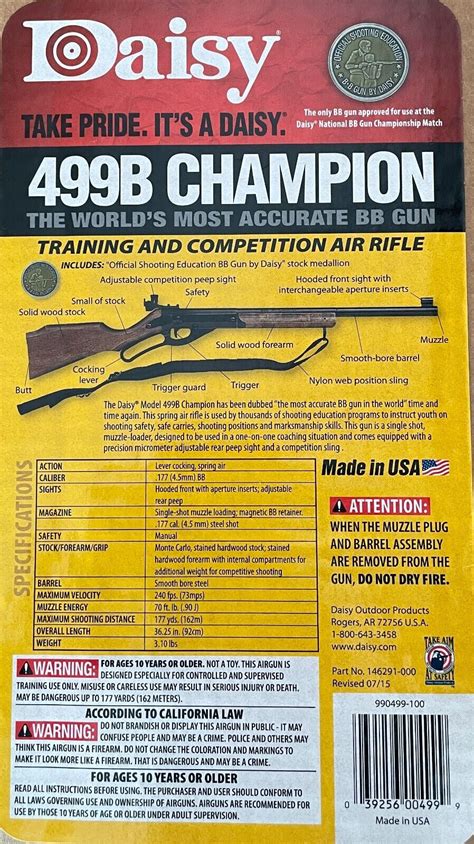 Daisy 499b Champion 177 Caliber Bb Air Rifle Ebay