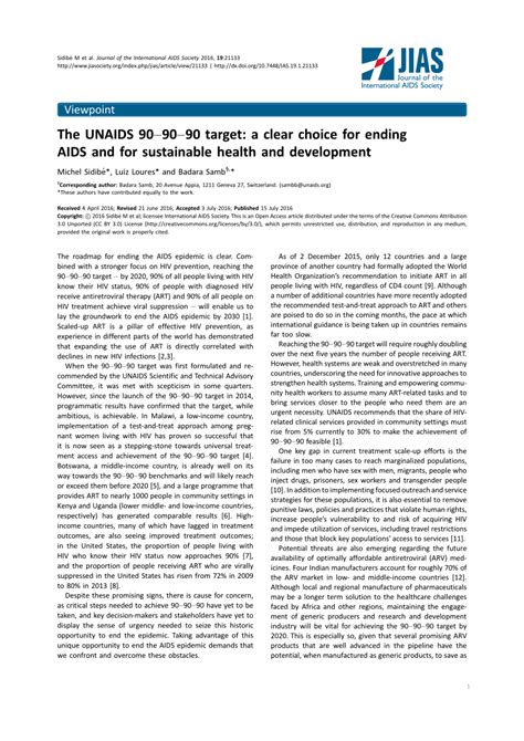 Pdf The Unaids 909090 Target A Clear Choice For Ending Aids And For Sustainable Health And
