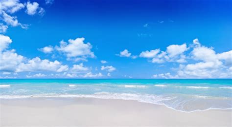 Tropical Beach And Cloudy Deep Blue Sky Stock Photo Download Image