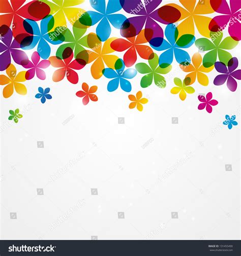 Rainbow Floral Background With Place For Text Stock Vector Illustration