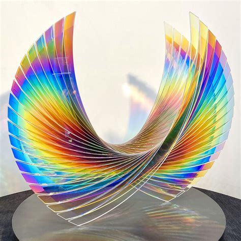 Tom Marosz Wings Dichroic Starfire Fused Cut And Polished Dichroic Glass Sculpture 2020