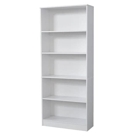 5 Shelf Bookcase White Bookshelf Style