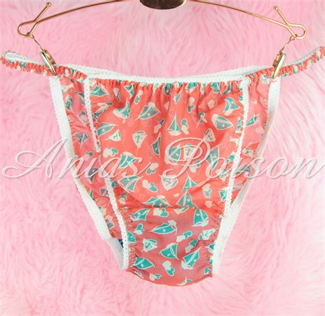 sheer chiffon novelty print sheer boats red sailor sissy mens string bikini panties s xxl